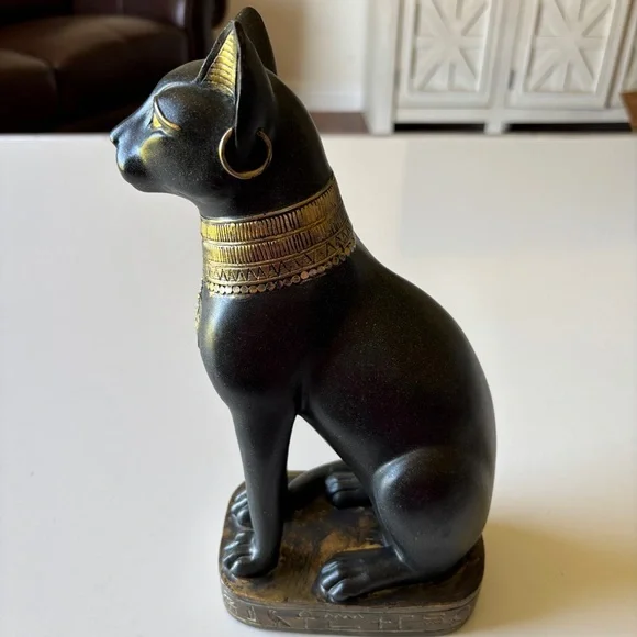 Egyptian Cat Home Decor Bastet Collectible Sphynx 11” Figurine - Picture 3 of 12